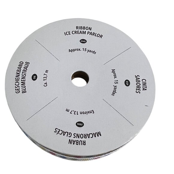 Pom-Pom Trim & Floral Ribbon Spools Set 4.6-15 Yards Yellow & Pink Pom-Poms Mult - Picture 3 of 7